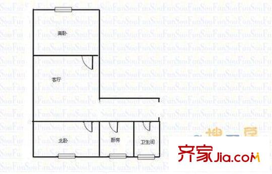 恒業(yè)嘉園戶型圖19 2室1廳1衛(wèi)1廚