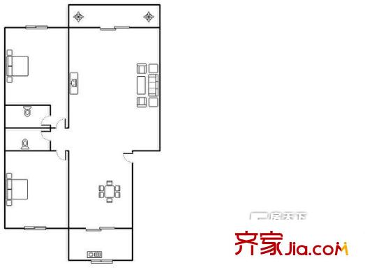 碧海花園戶型圖2室戶型圖 2室2廳2衛(wèi)1廚