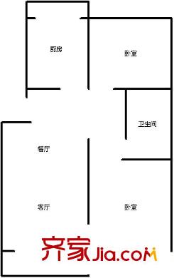 青峰路小區(qū)戶型圖2室戶型圖 2室1廳1衛(wèi)1廚