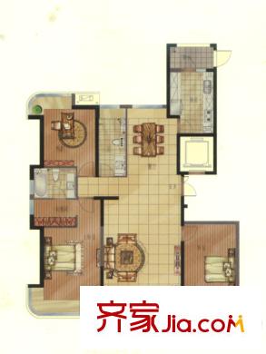 瑞源名嘉匯戶型圖高層1#、3#、7#、8號樓7-1戶型 3室2廳2衛(wèi)1廚