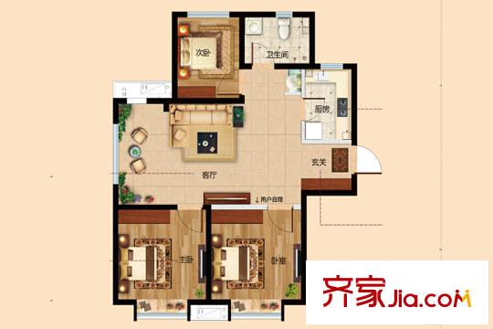 海爾博悅蘭庭A2三室兩廳一衛(wèi)-約90-92平方米 3室2廳1衛(wèi)1廚