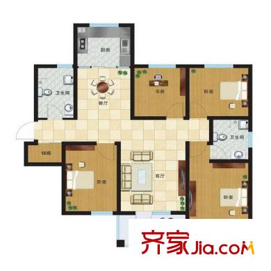 朝陽無限戶型圖標(biāo)準(zhǔn)層E戶型 4室2廳2衛(wèi)1廚