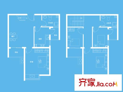中冶愛彼岸戶型圖二期5#、6#標(biāo)準(zhǔn)層D4戶型 3室2廳2衛(wèi)1廚