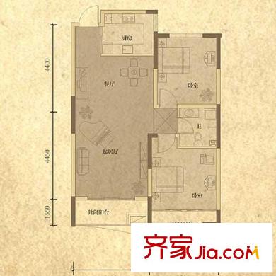 凱景花園戶型圖一期經(jīng)典空間 2室2廳1衛(wèi)1廚