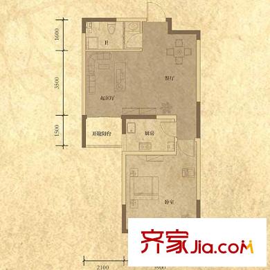 凱景花園戶型圖一期悠然空間 1室1廳1衛(wèi)1廚