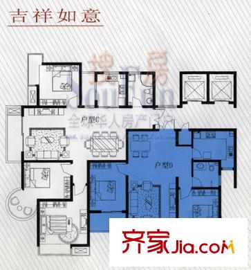 澤潤幸福城戶型圖:戶型D 2室2廳1衛(wèi)1廚