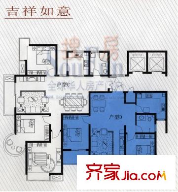 澤潤(rùn)幸福城戶型圖戶型C 3室2廳1衛(wèi)1廚