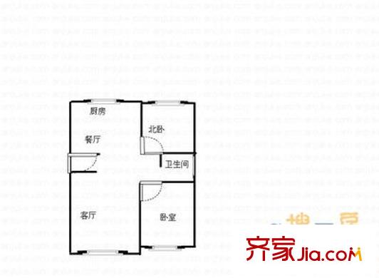 江山路西小區(qū) 2室 戶型圖