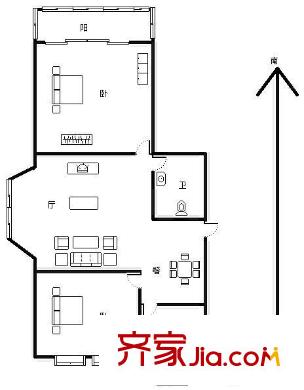 升平新城戶型圖2室戶型圖 2室2廳1衛(wèi)1廚