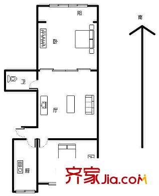 升平新城戶型圖2室戶型圖 2室1廳1衛(wèi)1廚