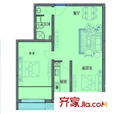 海逸景園戶型圖高層標準層戶型圖 2室1廳1衛(wèi)1廚