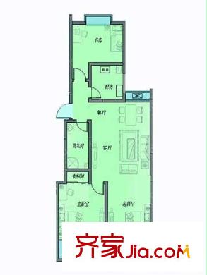海逸景園戶型圖高層標準層戶型圖 2室2廳1衛(wèi)1廚