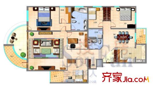 嶗山國(guó)際花園戶型圖C-1戶型圖 3室2廳2衛(wèi)