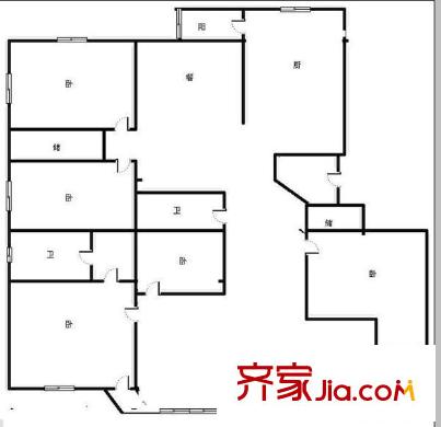 嶗山國(guó)際花園戶型圖5室戶型圖 5室2廳2衛(wèi)1廚