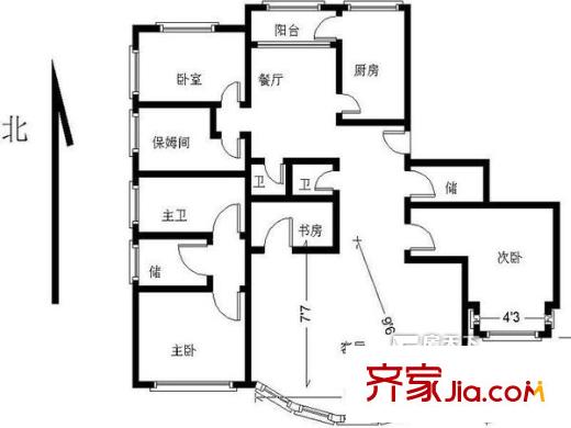 嶗山國(guó)際花園戶型圖4室戶型圖 4室2廳3衛(wèi)1廚