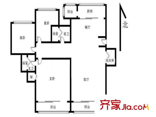 嶗山國(guó)際花園 3室 戶型圖