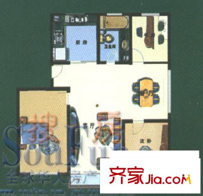 御景山莊戶型圖D戶型 3室2廳1衛(wèi)