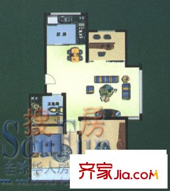 御景山莊戶型圖C戶型 3室2廳1衛(wèi)