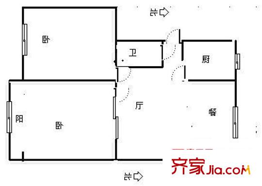 新嶺花園 2室 戶型圖