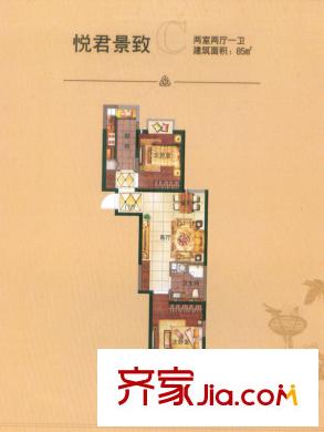 良辰美景三期平方米臺(tái)戶型圖C戶型 2室2廳1衛(wèi)1廚