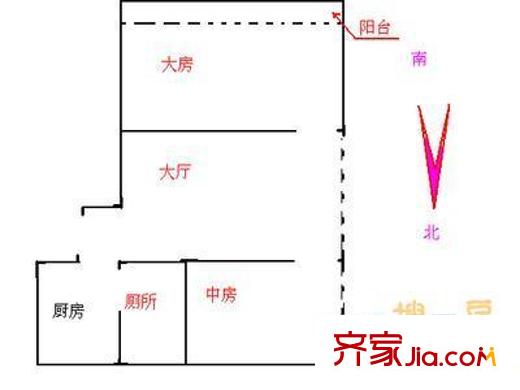 越秀南路小区户型图2室1厅 户型图 2室1厅1卫1厨