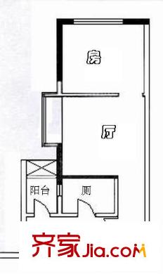 保利康桥户型图1室1厅户型图 1室1厅1卫1厨