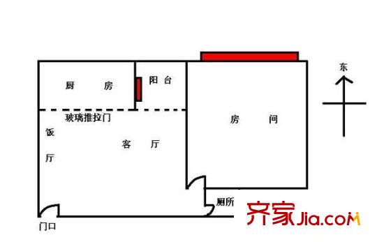 恒华阁户型图1室1厅户型图 1室1厅1卫1厨