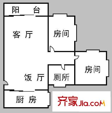 合兴苑户型图2室2厅户型图 2室2厅1卫1厨