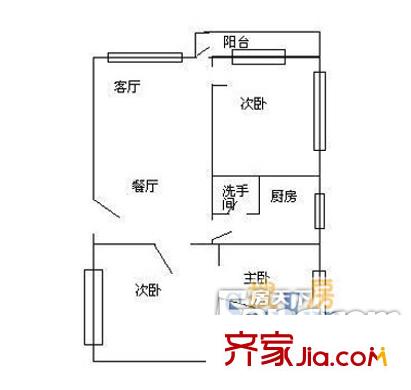 水荫路大院户型图3室2厅户型图 3室2厅1卫1厨