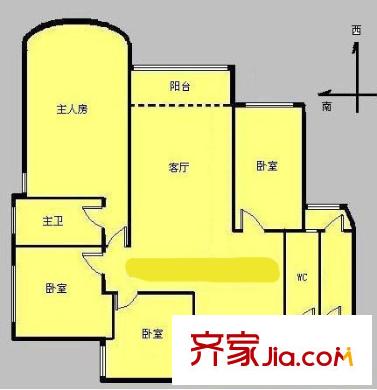 珠江帝景苑克莱国际公寓户型图4室2厅户型图 4室2厅2卫1厨