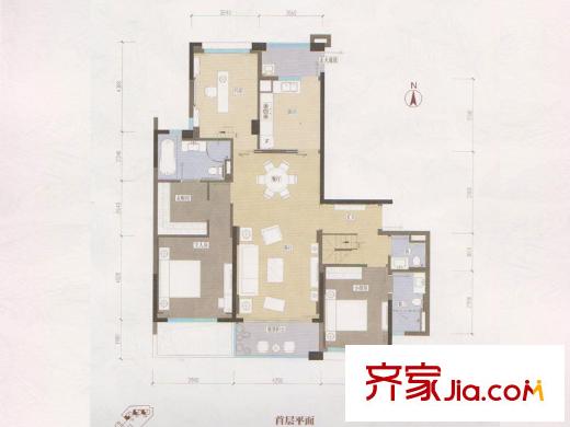 龙平方米山 01单元 3室2厅3卫1厨