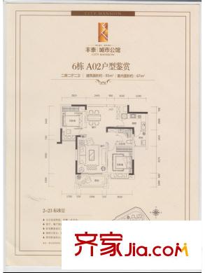 丰泰城市公馆6栋A02户型 2室2厅2卫