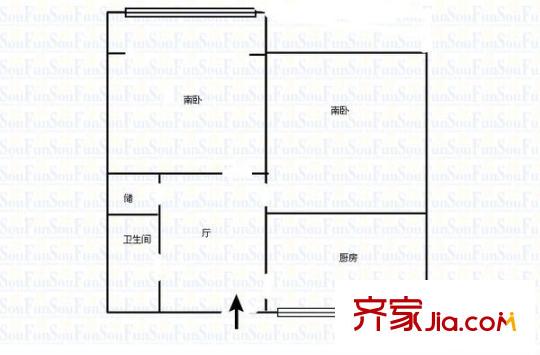 水清溝二小區(qū) 2室 戶型圖