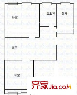 水清溝二小區(qū) 2室 戶型圖