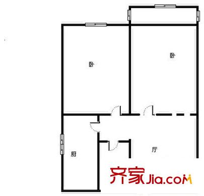 水清溝二小區(qū) 2室 戶型圖