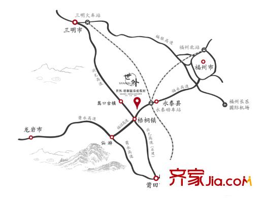 世外?梧桐溫泉度假村區(qū)位圖