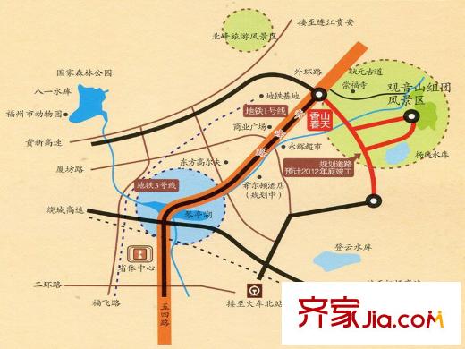 中庚香山春天交通圖