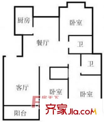 金華公寓 3室戶型圖
