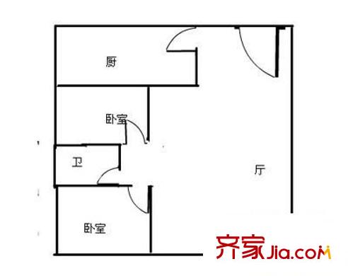 傲海星城一期 2室 戶型圖