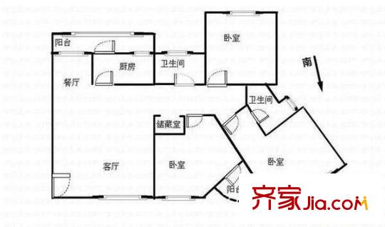 傲海星城一期 3室 戶(hù)型圖