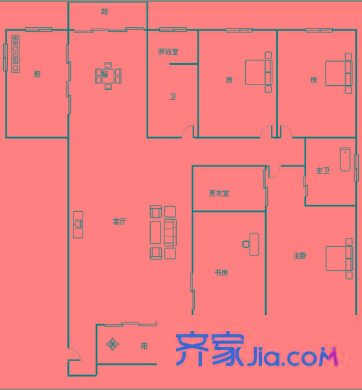 福州豪廷 5室 戶型圖