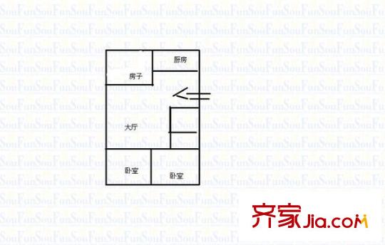 二化小區(qū)2室 戶型圖