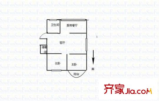 福日單位宿舍 2室 戶型圖