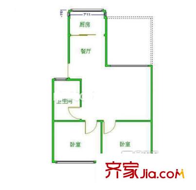 電臺(tái)宿舍(朝陽路)戶型圖電臺(tái)宿舍(朝陽路) 2室  戶型圖 2室1廳1衛(wèi)1廚
