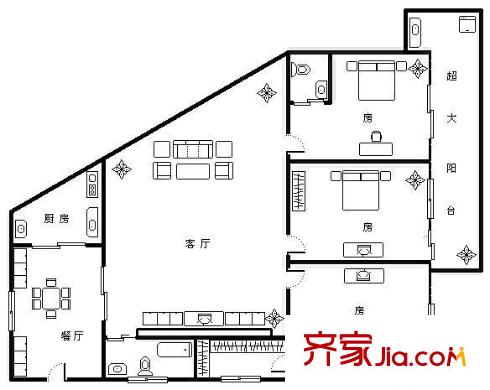 斗門紅星小區(qū) 4室 戶型圖