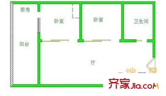 邊達大廈 2室 戶型圖