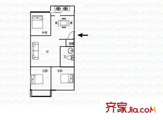 百福苑 3室 戶型圖