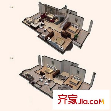 中勝財富天下戶型圖復式戶型 4室3廳3衛(wèi)1廚