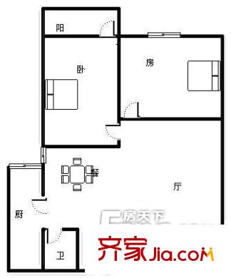 土地局單位宿舍 2室 戶型圖