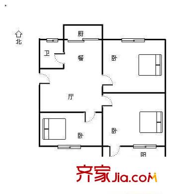 三叉街海員新村戶(hù)型圖海員新村 3室 戶(hù)型圖 3室1廳1衛(wèi)1廚